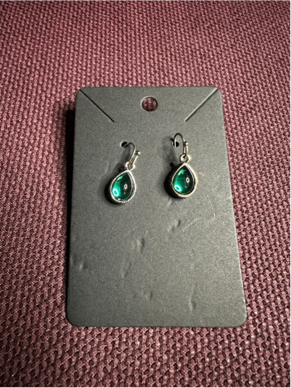 Green and Silver Teardrop Earrings